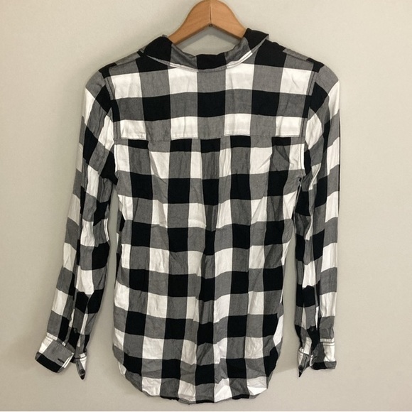 Women’s Madewell Black and White Buffalo Plaid Button-Up Shirt, Size XS Slim - Picture 5 of 7